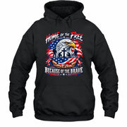 Home of the Free Because of the Brave Veteran Shirt – Gift for Military Dad, Grandpa & U.S. Veteran, T-Shirt, Long Sleeve, Sweatshirt & Hoodie - Hoodie - Black - Front