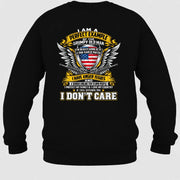 Grumpy Old Man Shirt – I Don’t Care, Funny Gift for Veteran Dad & Grandpa, T-Shirt, Long Sleeve, Sweatshirt & Hoodie - Sweatshirt - Black - Back