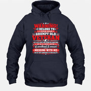 I Belong to a Freaking Awesome Grumpy Old Veteran Shirt – Gift for Veteran Wife, Military Spouse, T-Shirt, Long Sleeve, Sweatshirt & Hoodie - Hoodie - Navy - Front