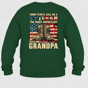 Veteran Grandpa Shirt – Some People Call Me A Veteran, Gift for Grandpa, T-Shirt, Long Sleeve, Sweatshirt & Hoodie - Sweatshirt - Forest Green - Back