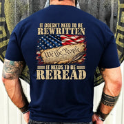 It Doesn't Need To Be Rewritten  – Gift for Veterans, Military Dad, Grandpa & Husband – Unisex T-Shirt, Long Sleeve, Sweatshirt & Hoodie - T-Shirt - Navy - Back
