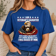 Veteran’s Daughter Shirt – I Was Raised by My Hero, Personalized Gift for Military Daughter, T-Shirt, Long Sleeve, Sweatshirt & Hoodie - T-Shirt - Royal - Front