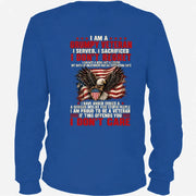 I Am A Grumpy Veteran Shirt – I Served I Sacrificed I Don’t Regret Patriotic Eagle American Flag Veteran T-Shirt, Long Sleeve, Sweatshirt & Hoodie - Long Sleeve - Royal - Back
