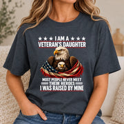 Veteran’s Daughter Shirt – I Was Raised by My Hero, Personalized Gift for Military Daughter, T-Shirt, Long Sleeve, Sweatshirt & Hoodie - T-Shirt - Dark Heather - Front