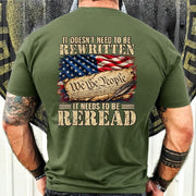 It Doesn't Need To Be Rewritten  – Gift for Veterans, Military Dad, Grandpa & Husband – Unisex T-Shirt, Long Sleeve, Sweatshirt & Hoodie - T-Shirt - Military Green - Back