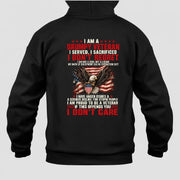 I Am A Grumpy Veteran Shirt – I Served I Sacrificed I Don’t Regret Patriotic Eagle American Flag Veteran T-Shirt, Long Sleeve, Sweatshirt & Hoodie - Hoodie - Black - Back