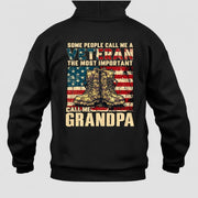 Veteran Grandpa Shirt – Some People Call Me A Veteran, Gift for Grandpa, T-Shirt, Long Sleeve, Sweatshirt & Hoodie - Hoodie - Black - Back