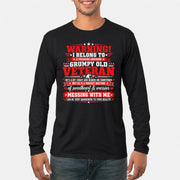 I Belong to a Freaking Awesome Grumpy Old Veteran Shirt – Gift for Veteran Wife, Military Spouse, T-Shirt, Long Sleeve, Sweatshirt & Hoodie - Long Sleeve - Black - Front