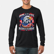 Home of the Free Because of the Brave Veteran Shirt – Gift for Military Dad, Grandpa & U.S. Veteran, T-Shirt, Long Sleeve, Sweatshirt & Hoodie - Long Sleeve - Black - Front