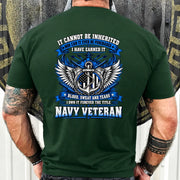 Navy Veteran Shirt – It Cannot Be Inherited, I Have Earned It – Gift for Navy Veterans, Retired Sailors, Military Dad, Grandpa & Husband – Unisex T-Shirt, Long Sleeve, Sweatshirt & Hoodie - T-Shirt - Forest Green - Back