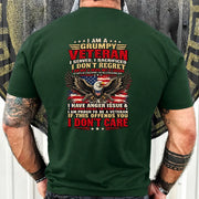 I Am A Grumpy Veteran Shirt –  Gift for  Veterans, Military Dad, Grandpa & Husband – Unisex T-Shirt, Long Sleeve, Sweatshirt & Hoodie - T-Shirt - Forest Green - Back