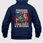 Freedom Isn't Free – I Paid For It U.S. Veteran T-Shirt, Long Sleeve, Sweatshirt & Hoodie - Hoodie - Navy - Back