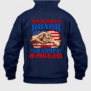 Veteran Grandpa Shirt – Being a Veteran Is an Honor, Being a Grandpa Is Priceless, Gift for Grandpa, T-Shirt, Long Sleeve, Sweatshirt & Hoodie - Hoodie - Navy - Back