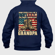 Veteran Grandpa Shirt – Some People Call Me A Veteran, Gift for Grandpa, T-Shirt, Long Sleeve, Sweatshirt & Hoodie - Hoodie - Navy - Back