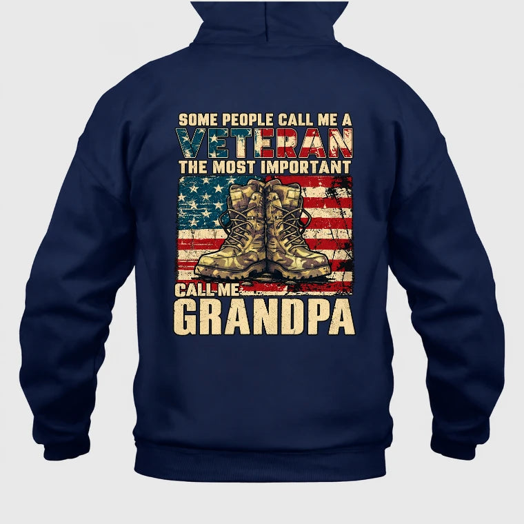 Veteran Grandpa Shirt – Some People Call Me A Veteran, Gift for Grandpa, T-Shirt, Long Sleeve, Sweatshirt & Hoodie - Hoodie - Navy - Back