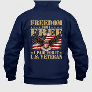 Freedom Isn’t Free I Paid For It U.S. Veteran Shirt – Patriotic Eagle American Flag Veteran T-Shirt - Gift for Grandpa, T-Shirt, Long Sleeve, Sweatshirt & Hoodie - Hoodie - Navy - Back