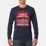 I Belong to a Freaking Awesome Grumpy Old Veteran Shirt – Gift for Veteran Wife, Military Spouse, T-Shirt, Long Sleeve, Sweatshirt & Hoodie - Long Sleeve - Navy - Front
