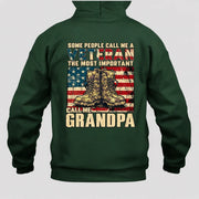 Veteran Grandpa Shirt – Some People Call Me A Veteran, Gift for Grandpa, T-Shirt, Long Sleeve, Sweatshirt & Hoodie - Hoodie - Forest Green - Back