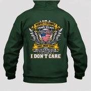 Grumpy Old Man Shirt – I Don’t Care, Funny Gift for Veteran Dad & Grandpa, T-Shirt, Long Sleeve, Sweatshirt & Hoodie - Hoodie - Forest Green - Back