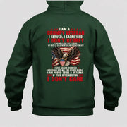 I Am A Grumpy Veteran Shirt – I Served I Sacrificed I Don’t Regret Patriotic Eagle American Flag Veteran T-Shirt, Long Sleeve, Sweatshirt & Hoodie - Hoodie - Forest Green - Back