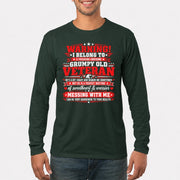 I Belong to a Freaking Awesome Grumpy Old Veteran Shirt – Gift for Veteran Wife, Military Spouse, T-Shirt, Long Sleeve, Sweatshirt & Hoodie - Long Sleeve - Forest Green - Front