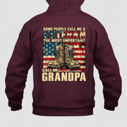 Veteran Grandpa Shirt – Some People Call Me A Veteran, Gift for Grandpa, T-Shirt, Long Sleeve, Sweatshirt & Hoodie - Hoodie - Maroon - Back
