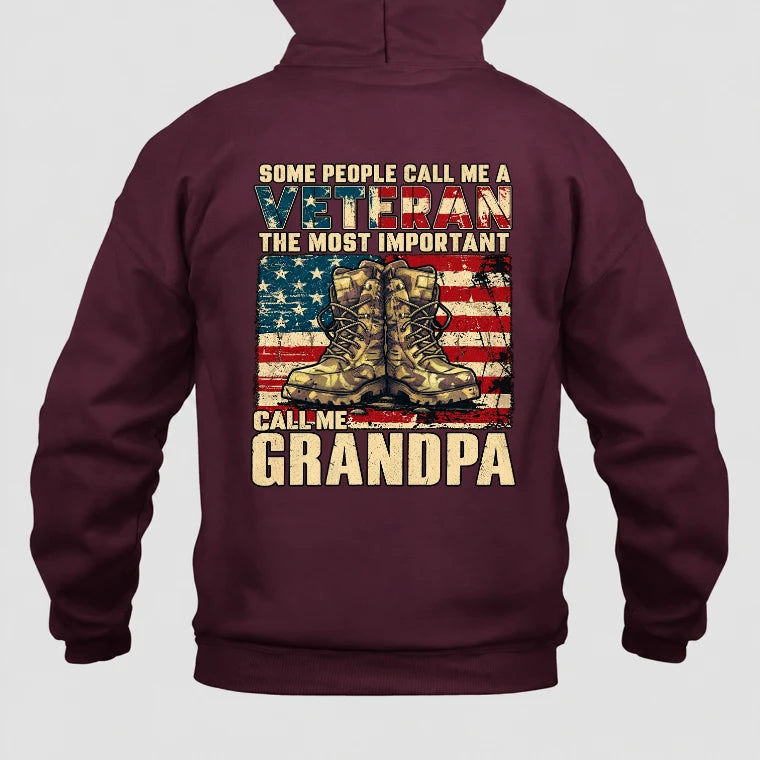 Veteran Grandpa Shirt – Some People Call Me A Veteran, Gift for Grandpa, T-Shirt, Long Sleeve, Sweatshirt & Hoodie - Hoodie - Maroon - Back