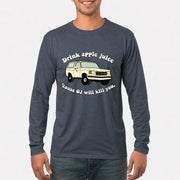 Drink Apple Juice ’Cause OJ Will Kill You – Funny Retro Bronco Shirt - Gift For Men, Husband, Friends - T-Shirt, Long Sleeve, Sweatshirt & Hoodie - Long Sleeve - Dark Heather - Front