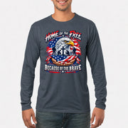 Home of the Free Because of the Brave Veteran Shirt – Gift for Military Dad, Grandpa & U.S. Veteran, T-Shirt, Long Sleeve, Sweatshirt & Hoodie - Long Sleeve - Dark Heather - Front