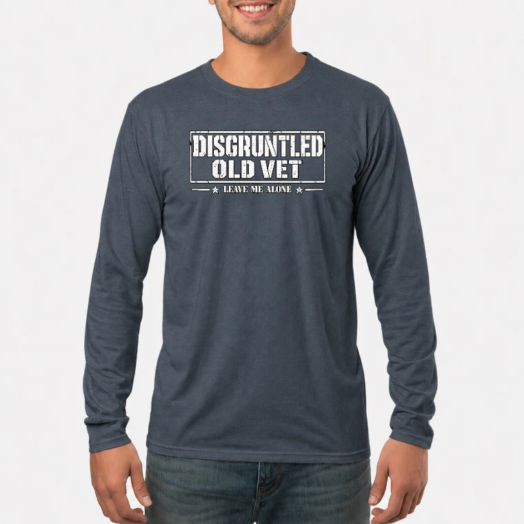 Disgruntled Old Vet Shirt – Leave Me Alone, Funny Gift for Veteran Dad, Grandpa & Retired Military, T-Shirt, Long Sleeve, Sweatshirt & Hoodie - Long Sleeve - Dark Heather - Front