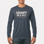 Grumpy Old Vet Leave Me Alone Shirt – Funny Gift for Veteran Dad, Grandpa & Retired Military, T-Shirt, Long Sleeve, Sweatshirt & Hoodie - Long Sleeve - Dark Heather - Front