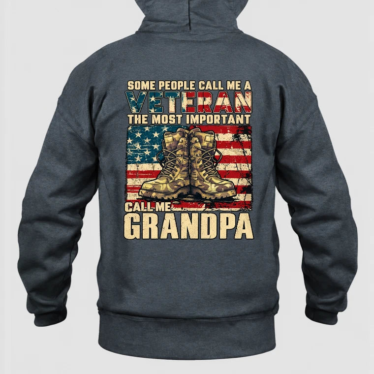 Veteran Grandpa Shirt – Some People Call Me A Veteran, Gift for Grandpa, T-Shirt, Long Sleeve, Sweatshirt & Hoodie - Hoodie - Dark Heather - Back