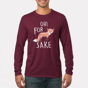Oh For Fox Sake – Funny Fox Pun Shirt - T-Shirt, Long Sleeve, Sweatshirt & Hoodie - Long Sleeve - Maroon - Front