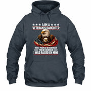 Veteran’s Daughter Shirt – I Was Raised by My Hero, Personalized Gift for Military Daughter, T-Shirt, Long Sleeve, Sweatshirt & Hoodie - Hoodie - Dark Heather - Front