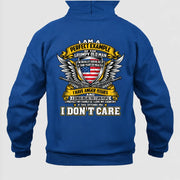 Grumpy Old Man Shirt – I Don’t Care, Funny Gift for Veteran Dad & Grandpa, T-Shirt, Long Sleeve, Sweatshirt & Hoodie - Hoodie - Royal - Back