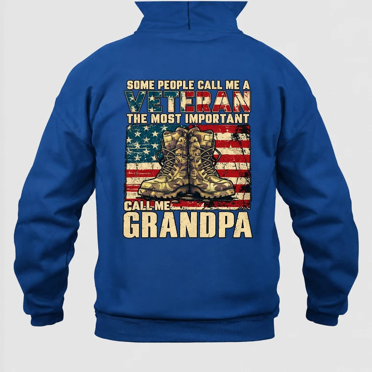 Veteran Grandpa Shirt – Some People Call Me A Veteran, Gift for Grandpa, T-Shirt, Long Sleeve, Sweatshirt & Hoodie - Hoodie - Royal - Back