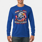 Home of the Free Because of the Brave Veteran Shirt – Gift for Military Dad, Grandpa & U.S. Veteran, T-Shirt, Long Sleeve, Sweatshirt & Hoodie - Long Sleeve - Royal - Front