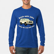 Drink Apple Juice ’Cause OJ Will Kill You – Funny Retro Bronco Shirt - Gift For Men, Husband, Friends - T-Shirt, Long Sleeve, Sweatshirt & Hoodie - Long Sleeve - Royal - Front