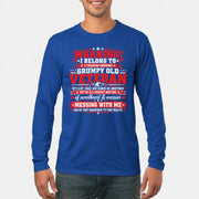 I Belong to a Freaking Awesome Grumpy Old Veteran Shirt – Gift for Veteran Wife, Military Spouse, T-Shirt, Long Sleeve, Sweatshirt & Hoodie - Long Sleeve - Royal - Front