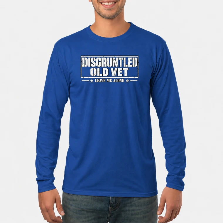 Disgruntled Old Vet Shirt – Leave Me Alone, Funny Gift for Veteran Dad, Grandpa & Retired Military, T-Shirt, Long Sleeve, Sweatshirt & Hoodie - Long Sleeve - Royal - Front