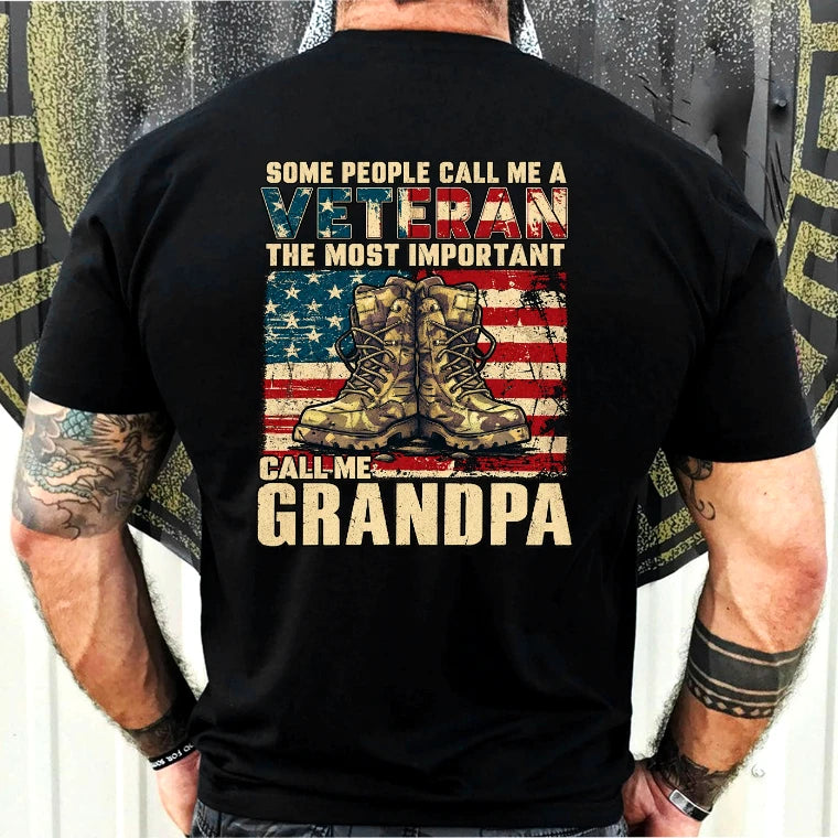 Veteran Grandpa Shirt – Some People Call Me A Veteran, Gift for Grandpa, T-Shirt, Long Sleeve, Sweatshirt & Hoodie - T-Shirt - Black - Back