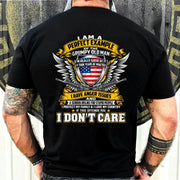 Grumpy Old Man Shirt – I Don’t Care, Funny Gift for Veteran Dad & Grandpa, T-Shirt, Long Sleeve, Sweatshirt & Hoodie - T-Shirt - Black - Back