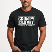 Grumpy Old Vet Leave Me Alone Shirt – Funny Gift for Veteran Dad, Grandpa & Retired Military, T-Shirt, Long Sleeve, Sweatshirt & Hoodie - T-Shirt - Black - Front