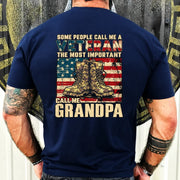 Veteran Grandpa Shirt – Some People Call Me A Veteran, Gift for Grandpa, T-Shirt, Long Sleeve, Sweatshirt & Hoodie - T-Shirt - Navy - Back