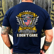 Grumpy Old Man Shirt – I Don’t Care, Funny Gift for Veteran Dad & Grandpa, T-Shirt, Long Sleeve, Sweatshirt & Hoodie - T-Shirt - Navy - Back