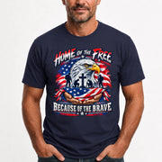 Home of the Free Because of the Brave Veteran Shirt – Gift for Military Dad, Grandpa & U.S. Veteran, T-Shirt, Long Sleeve, Sweatshirt & Hoodie - T-Shirt - Navy - Front