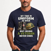 My Time in Uniform Is Over Veteran Shirt – Gift for Veteran Dad, Grandpa & Retired Military, T-Shirt, Long Sleeve, Sweatshirt & Hoodie - T-Shirt - Navy - Front