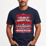 I Belong to a Freaking Awesome Grumpy Old Veteran Shirt – Gift for Veteran Wife, Military Spouse, T-Shirt, Long Sleeve, Sweatshirt & Hoodie - T-Shirt - Navy - Front
