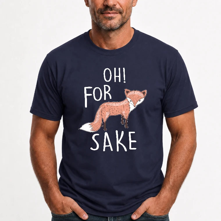 Oh For Fox Sake – Funny Fox Pun Shirt - T-Shirt, Long Sleeve, Sweatshirt & Hoodie - T-Shirt - Navy - Front