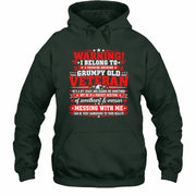 I Belong to a Freaking Awesome Grumpy Old Veteran Shirt – Gift for Veteran Wife, Military Spouse, T-Shirt, Long Sleeve, Sweatshirt & Hoodie - Hoodie - Forest Green - Front